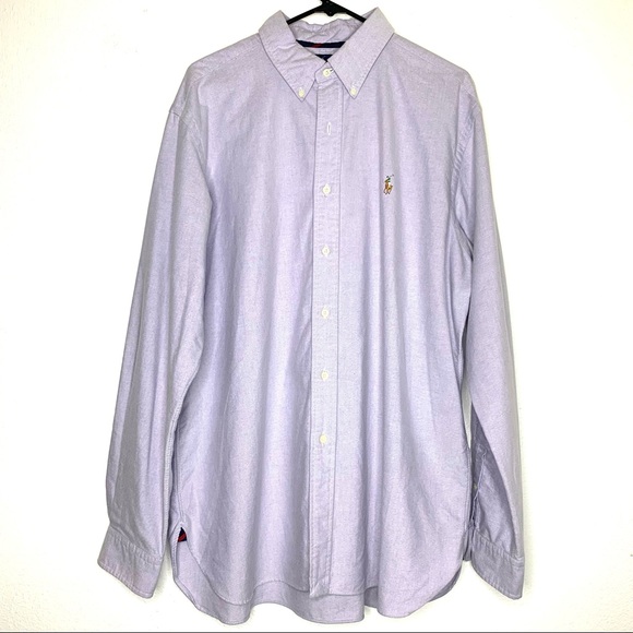 Ralph Lauren Classic Fit Long Sleeves Pony Logo Button Down Lavender Shirt. - Picture 6 of 11